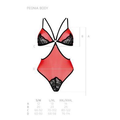 Напівпрозоре боді з мереживом Passion PEONIA BODY S/M red SO8461 фото