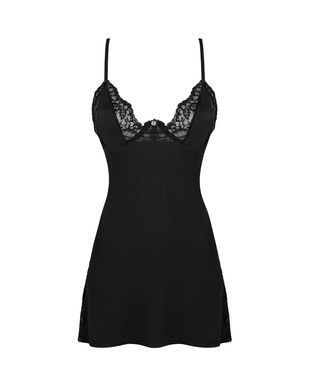Сорочка Obsessive Bellastia chemise & thong, M/L, непрозора, фігурне декольте, стрінги в наборі SX1129 фото