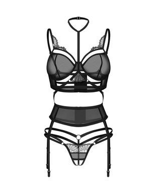 Комплект Obsessive Premisis Black 3-pcs crotchless set L/XL SX3115 фото