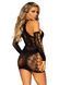 Мінісукня Leg Avenue Mini dress and matching gloves, One Size, чорна, мітенки в комплекті SX1067 фото 4